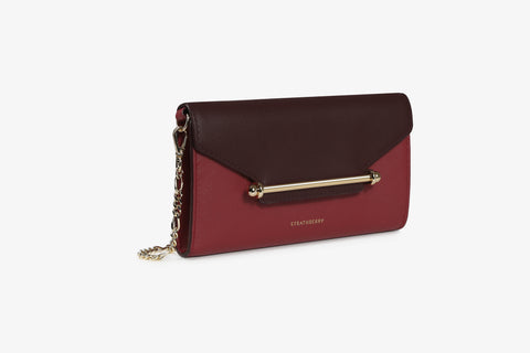 Strathberry Multrees Chain Wallet In Burgundy / Red