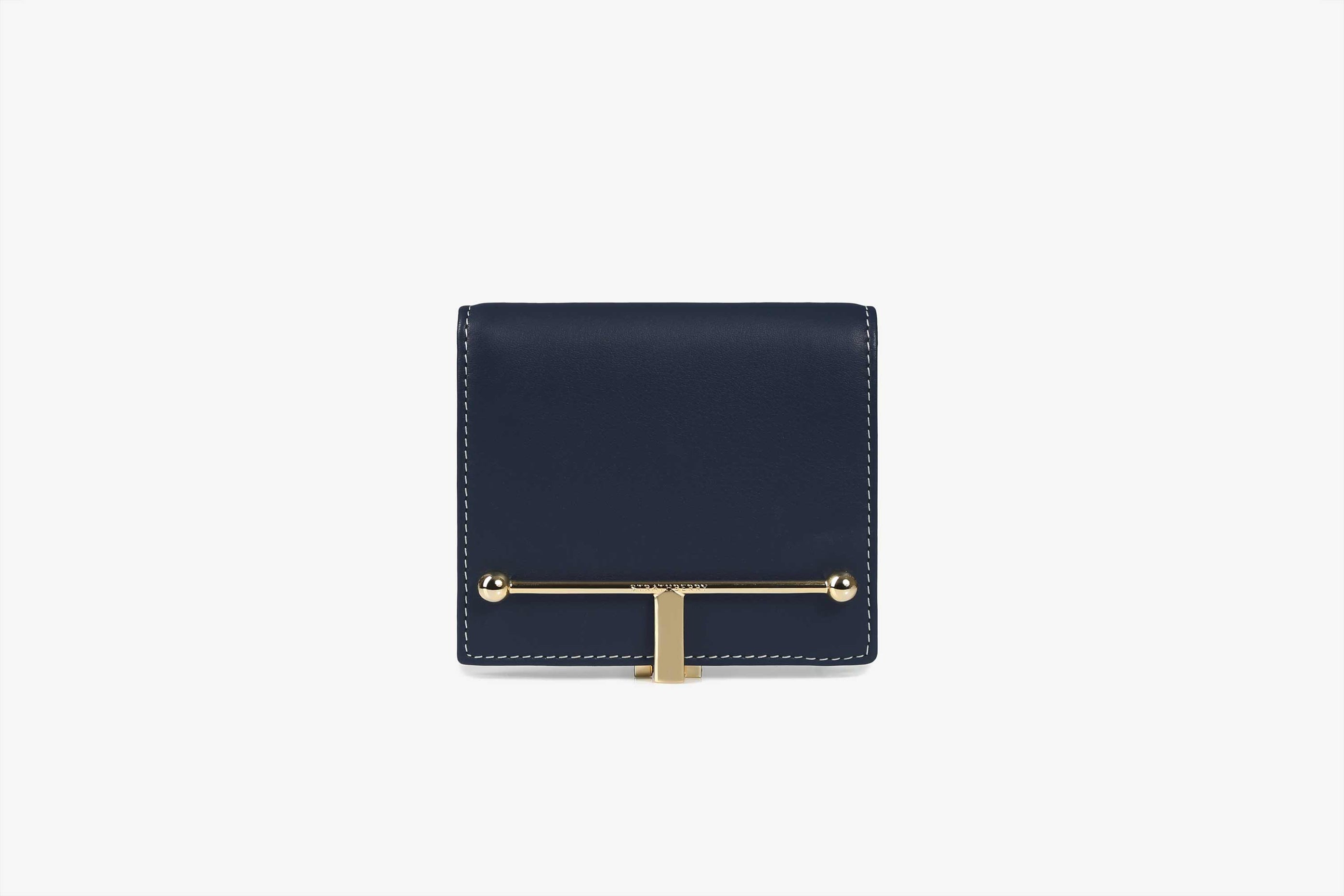 A view showcasing our Melville Street Wallet - Navy with Vanilla Stitch