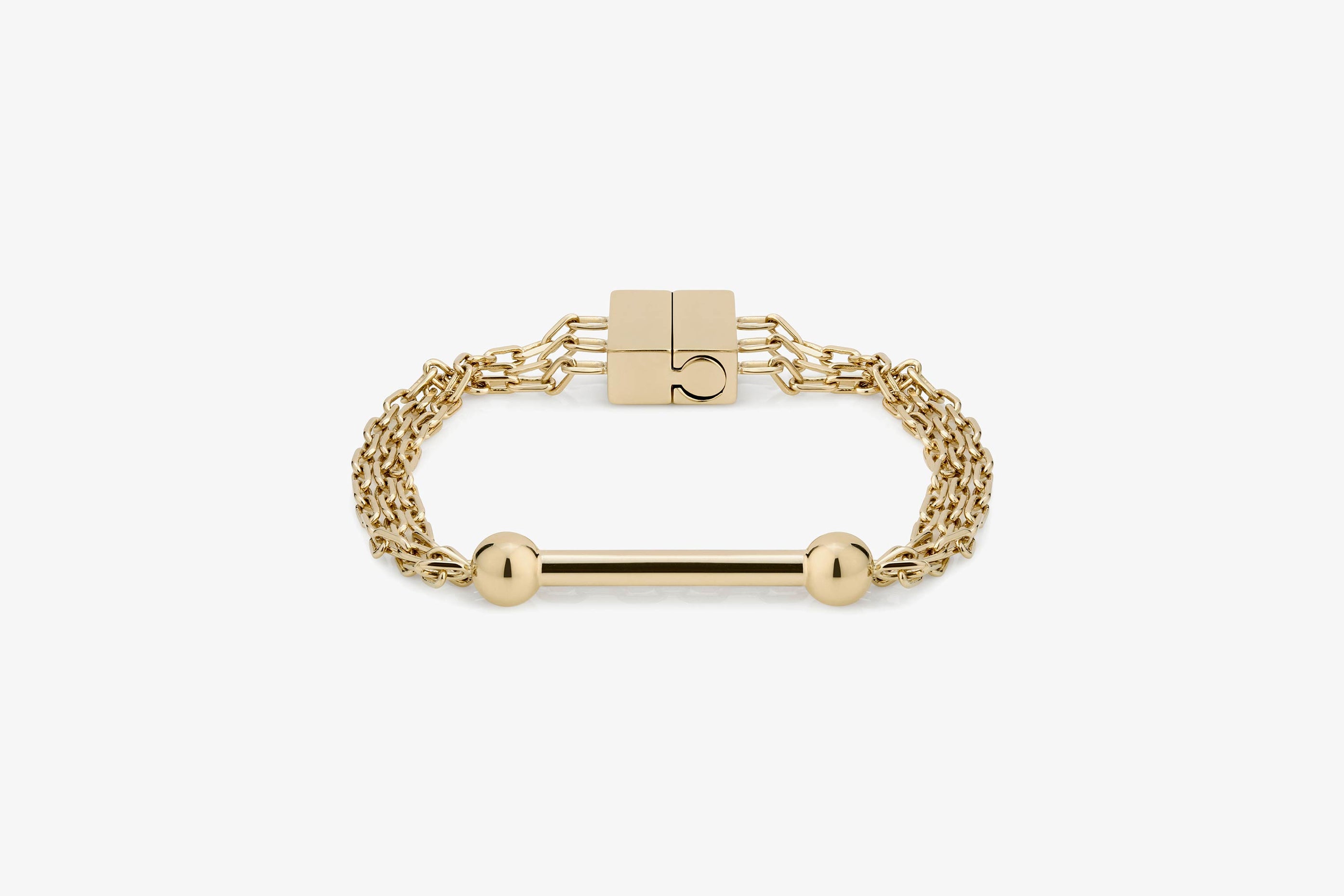 A view showcasing our Music Bar Chain Bracelet (Small) - 22 Carat Gold Gilded