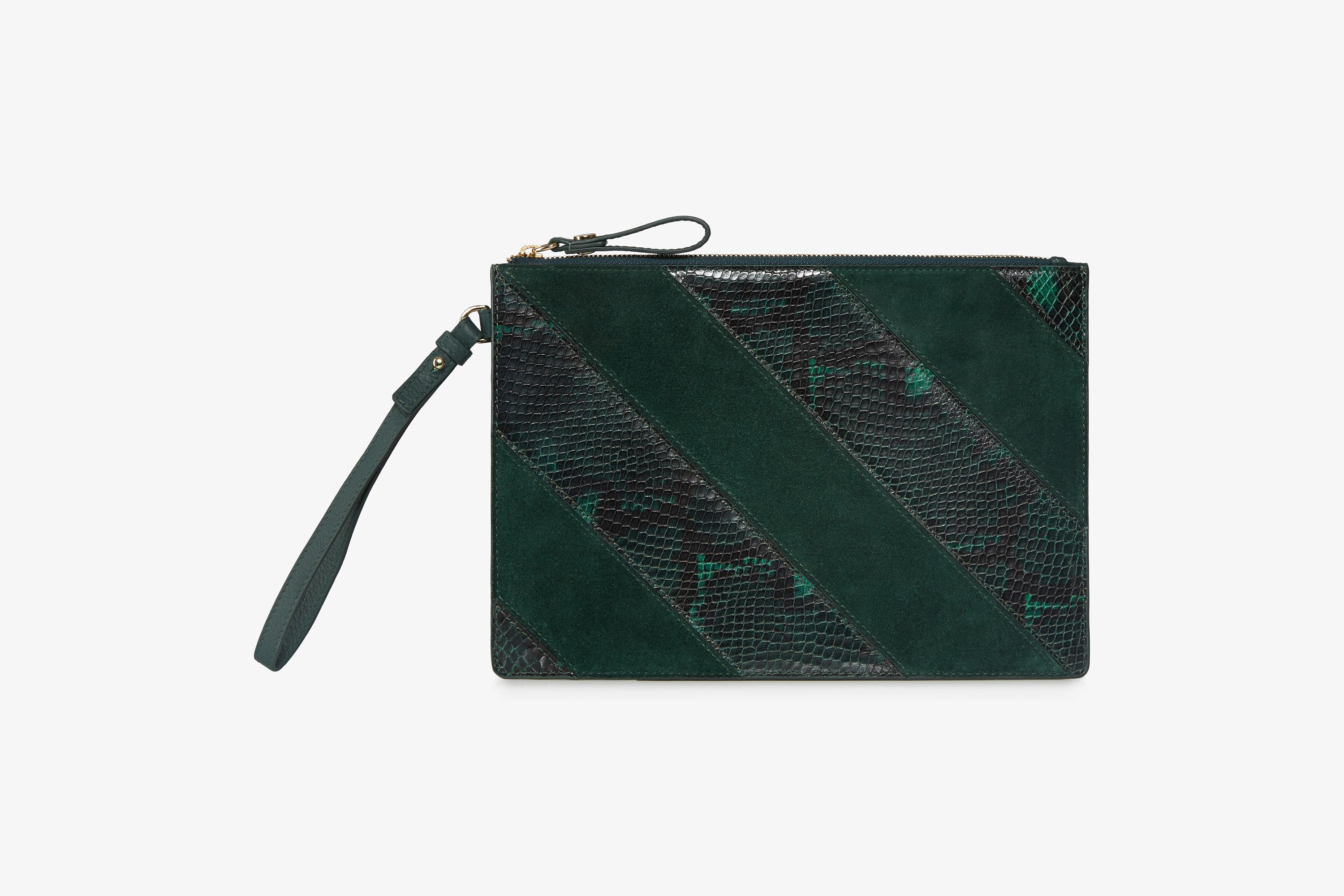 Image of Wristlet - Patchwork Bottle Green