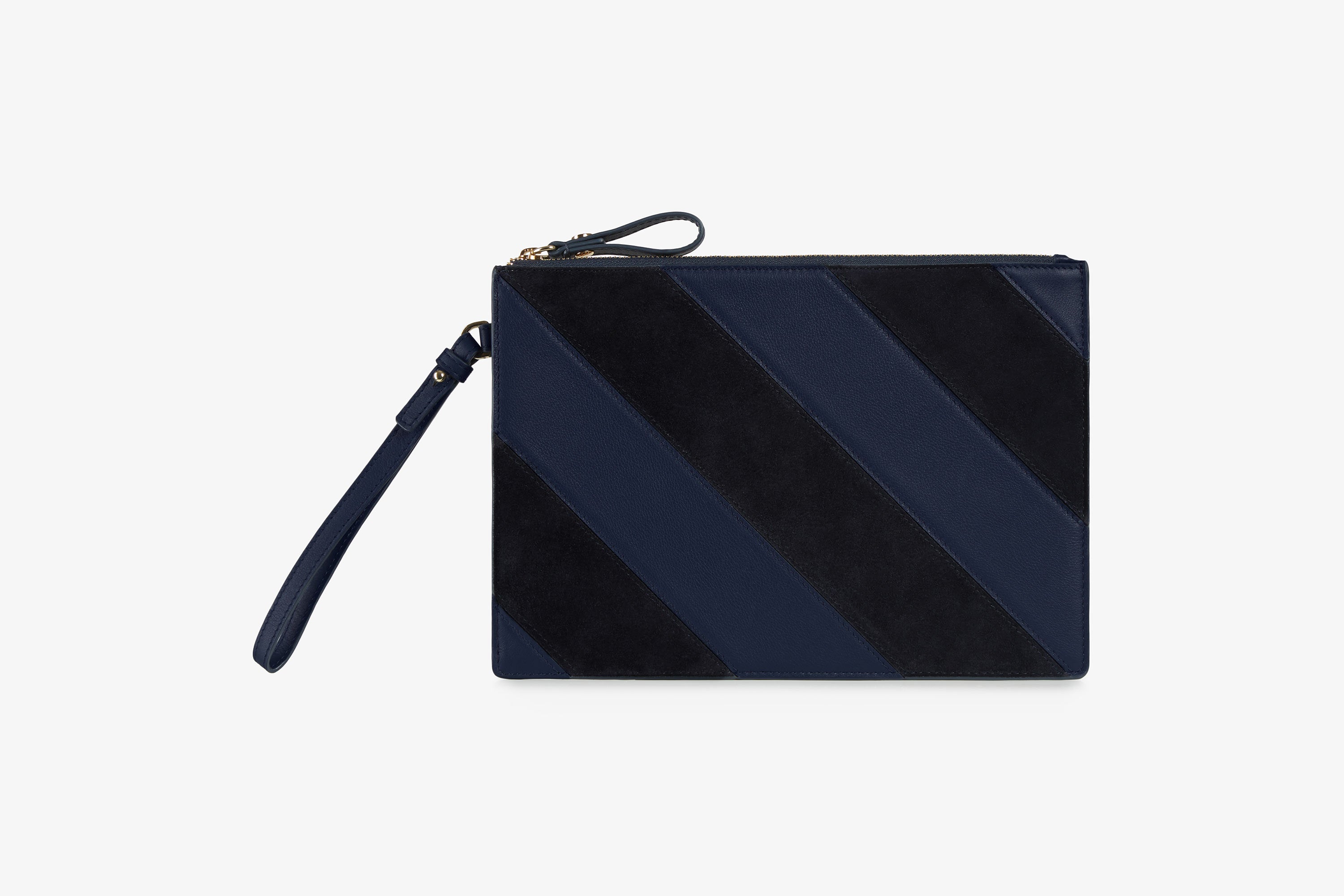 Image of Wristlet - Patchwork Leather/Suede Navy