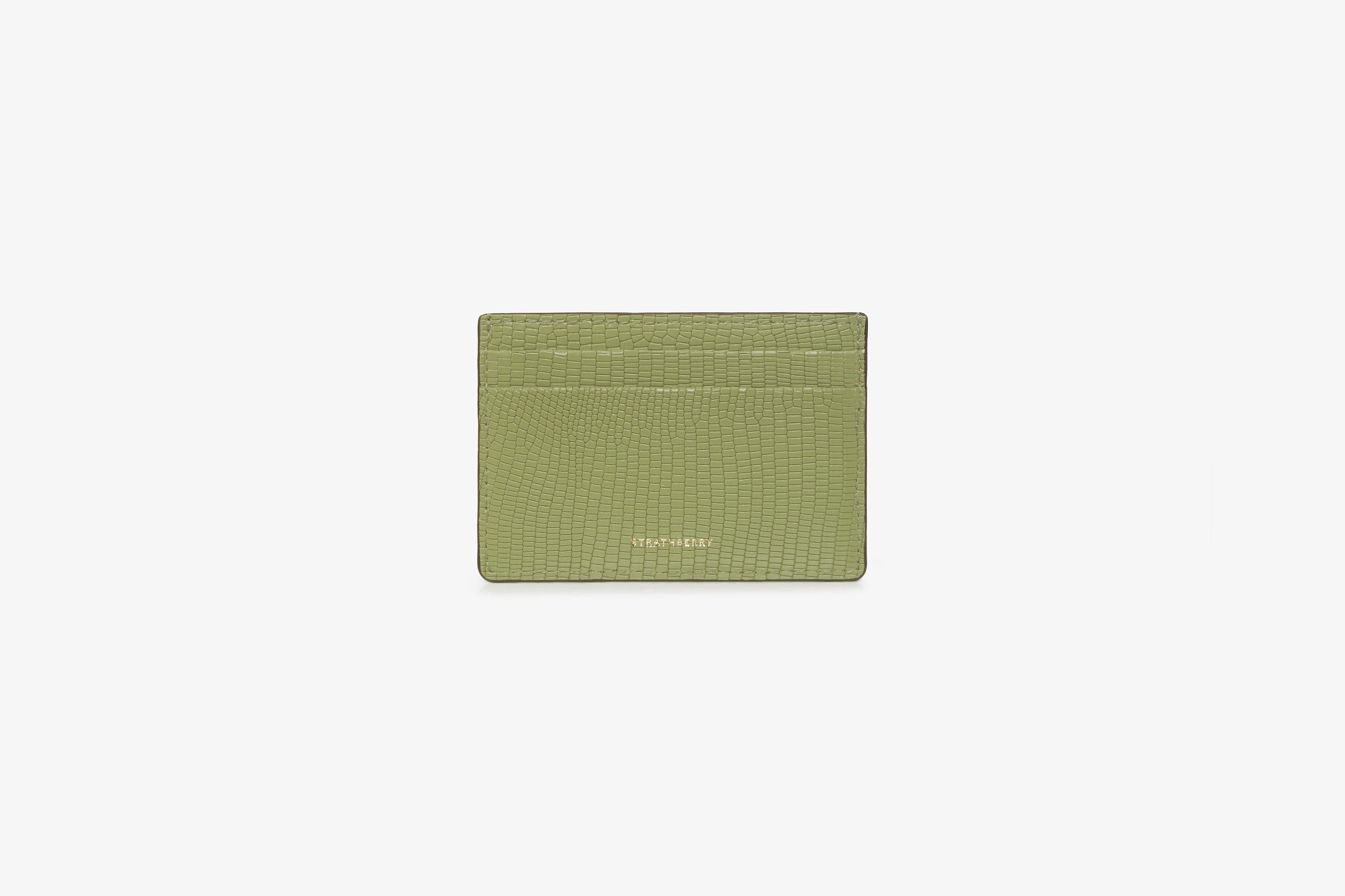 Image of Cardholder - Lizard-Embossed Leather Olive