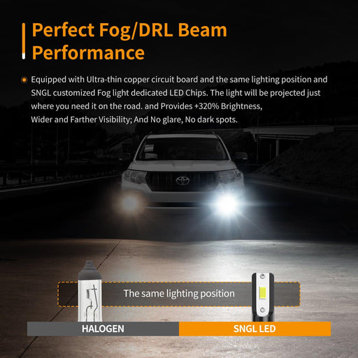  AUXLIGHT H3 LED Fog Light Bulbs 6000K Xenon White, Super Bright  High Power COB Chips LED Fog Daytime Running Lights DRL Bulbs Replacement  for Cars, Trucks (Pack of 2) : Automotive