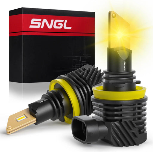 Sngl H10/9140/9145 LED Fog Light Bulbs, 3000K Amber Yellow, 13000lm