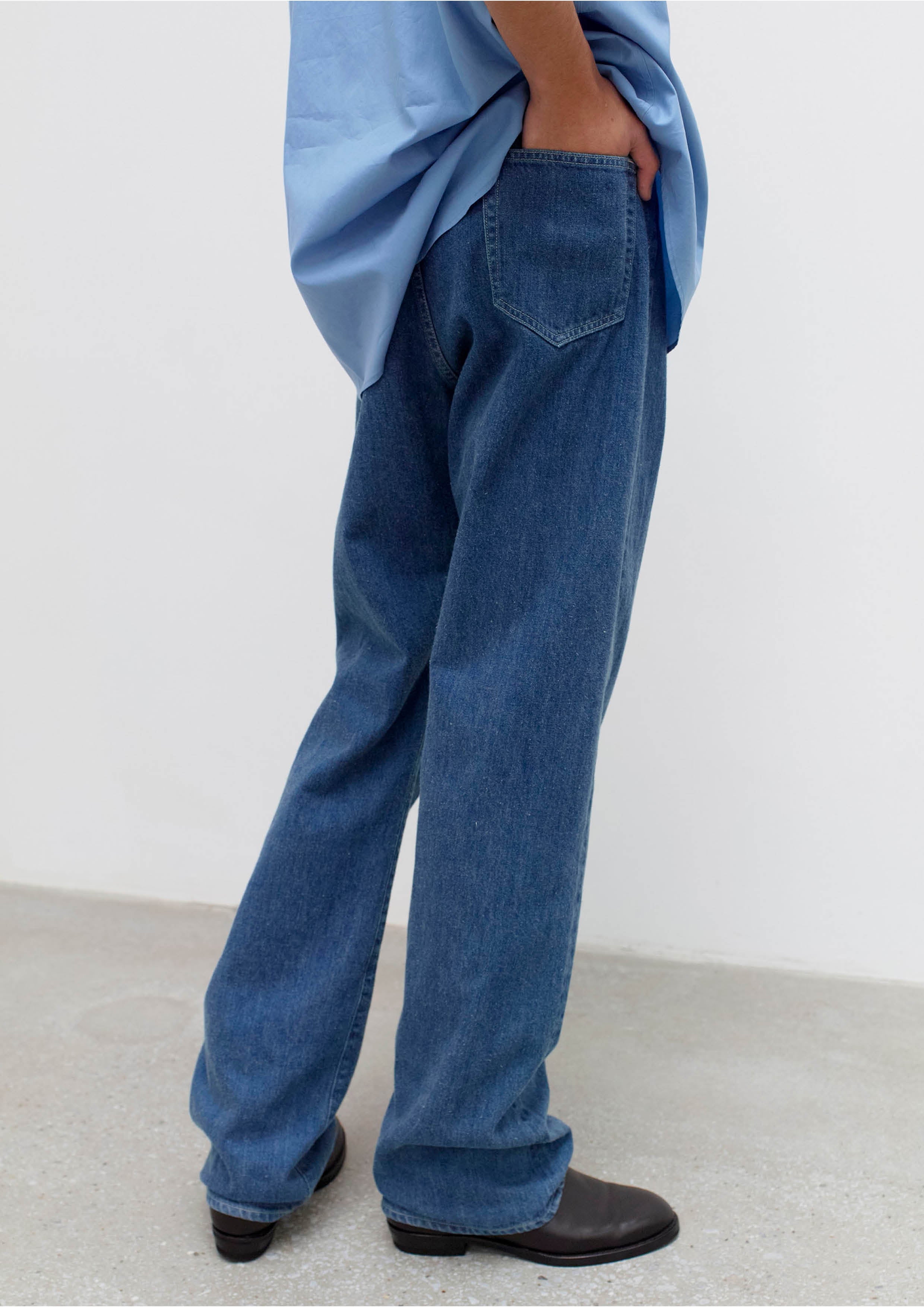 AURALEE - SELVEDGE LIGHT DENIM PANTS - LIGHT INDIGO