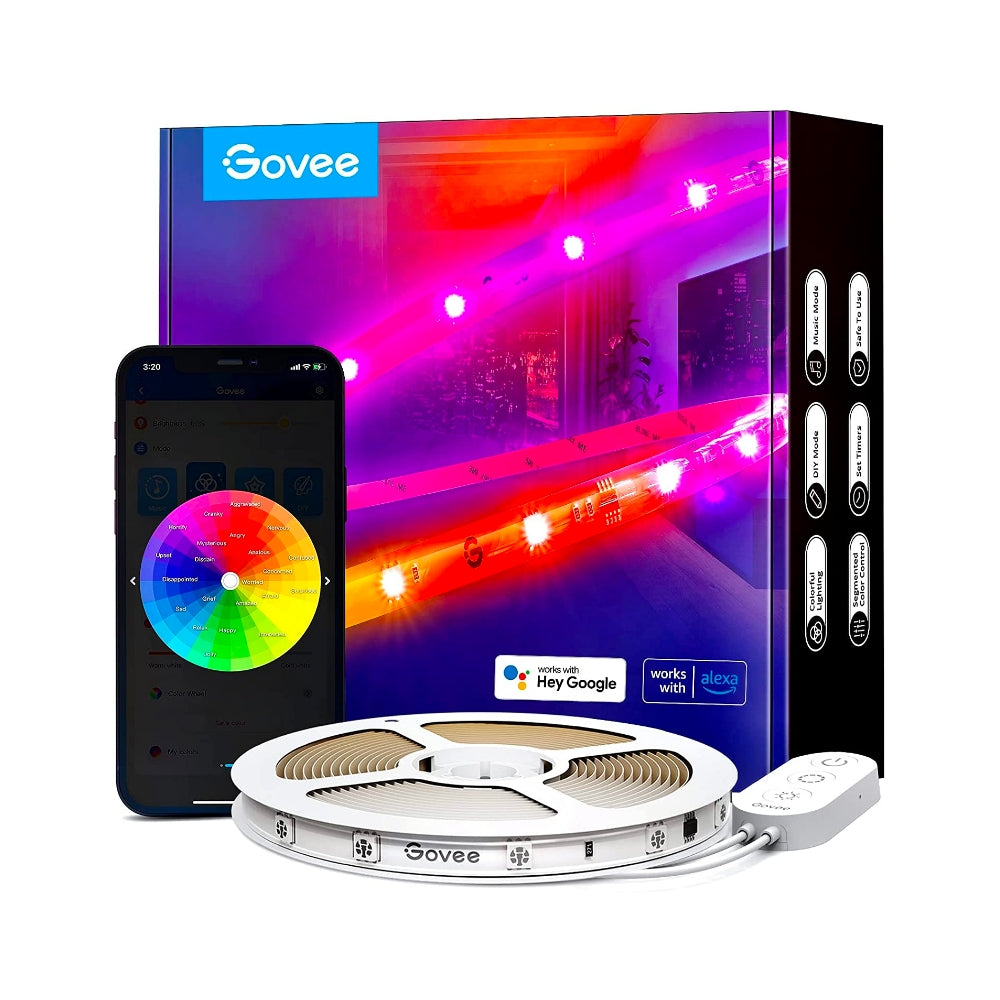 

Govee RGBIC Wi-Fi + Bluetooth Strip Lights With Protective Coating, 1 Roll* 5 m