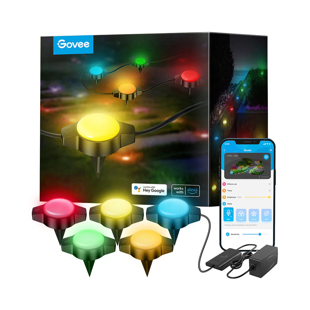 

Govee RGBIC Wi-Fi + Bluetooth Outdoor Ground Lights, 15.2m(24 Packs)