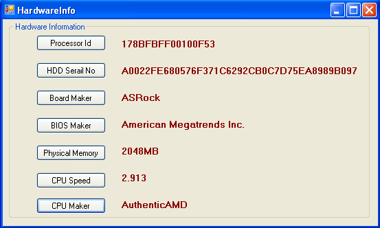 C# Get CPU Serial Number