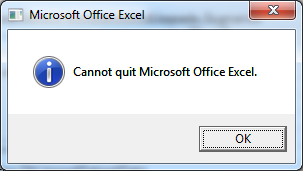 Cannot Quit Microsoft Office Excel
