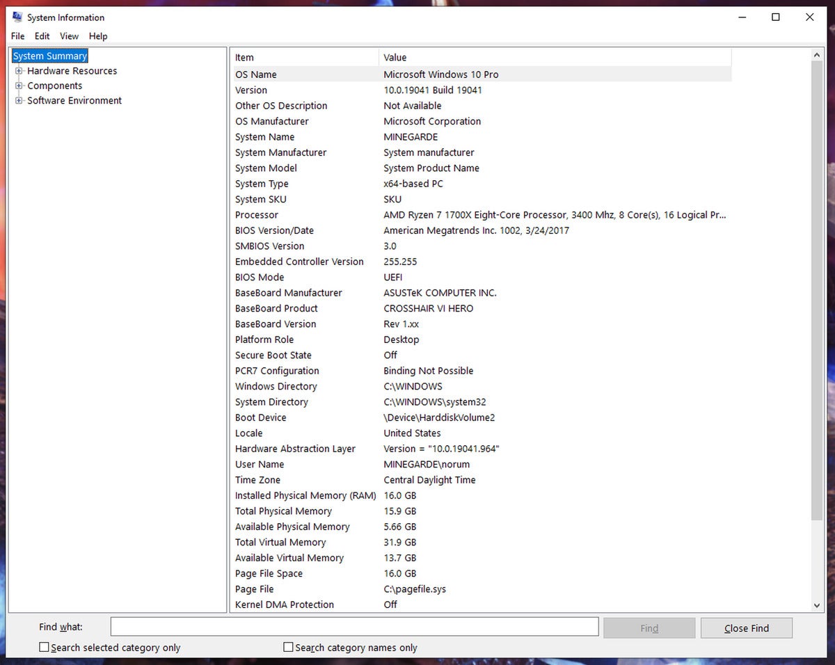 Check Computer Hardware Windows 10