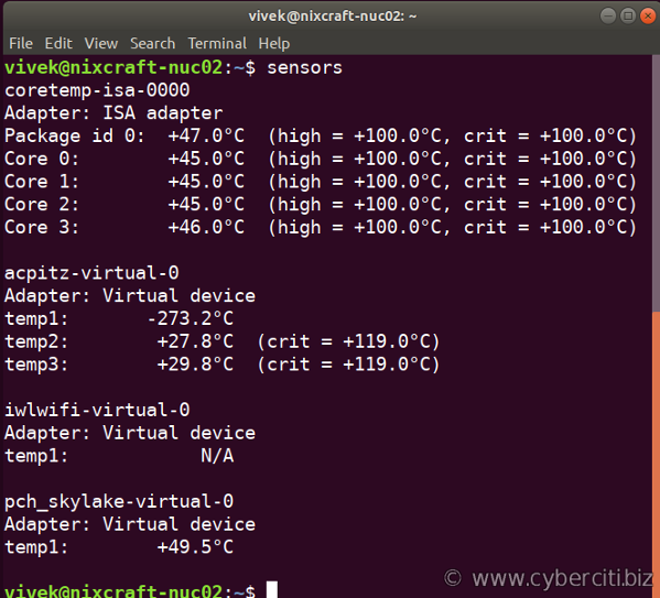 Check CPU Temp Linux Mint