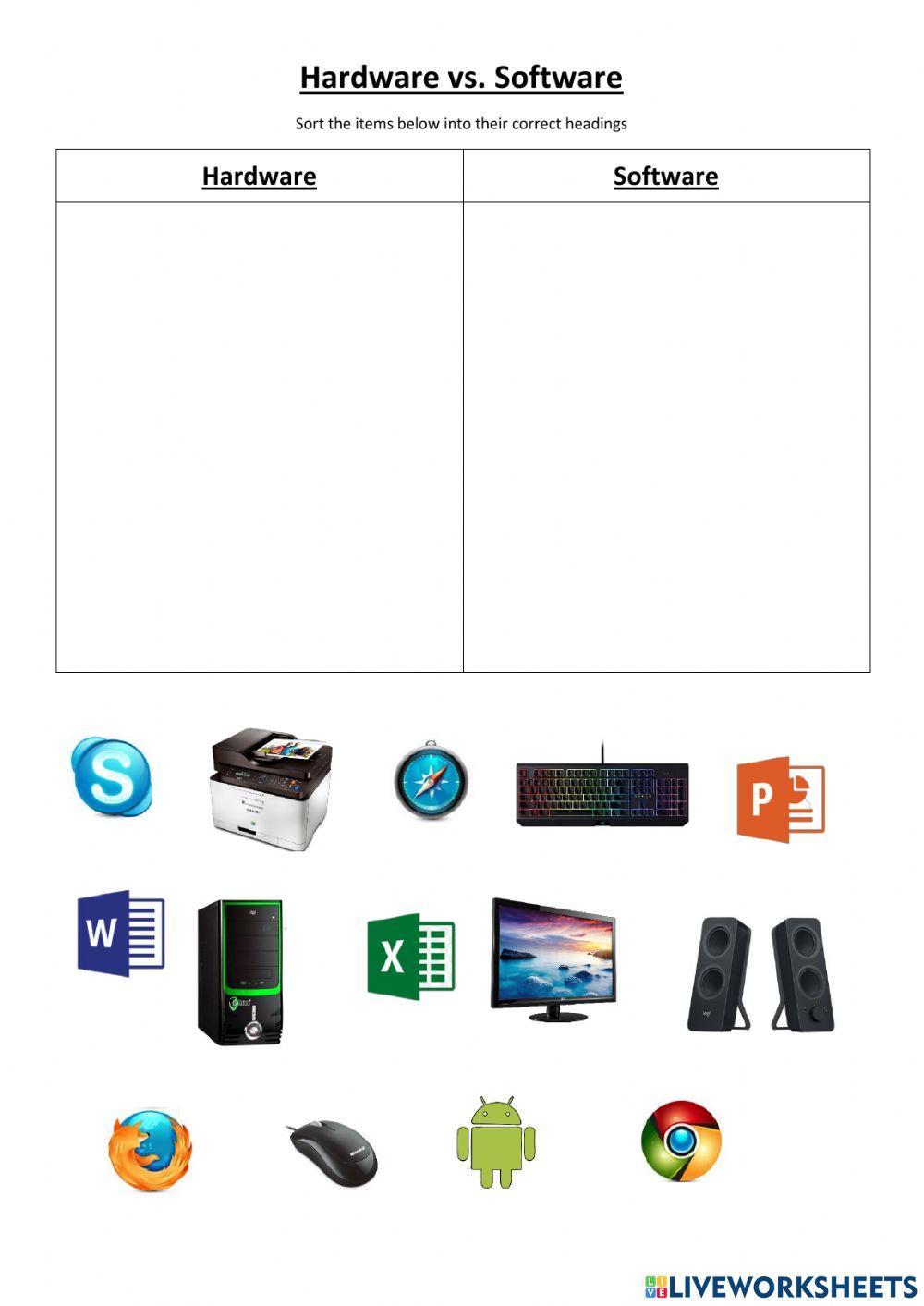 Computer Hardware And Software Worksheet