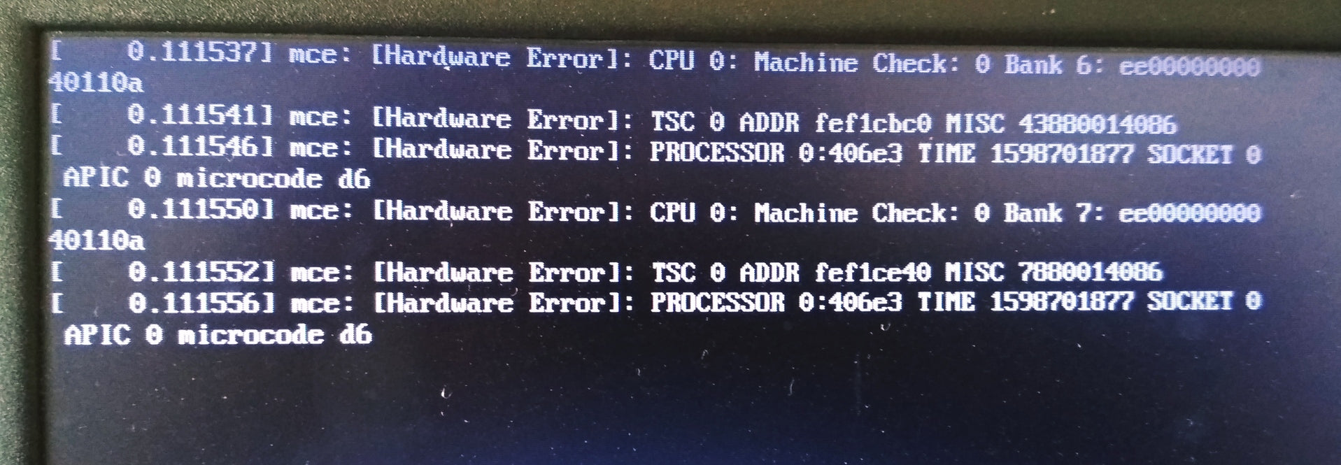 CPU 0 Machine Check Exception