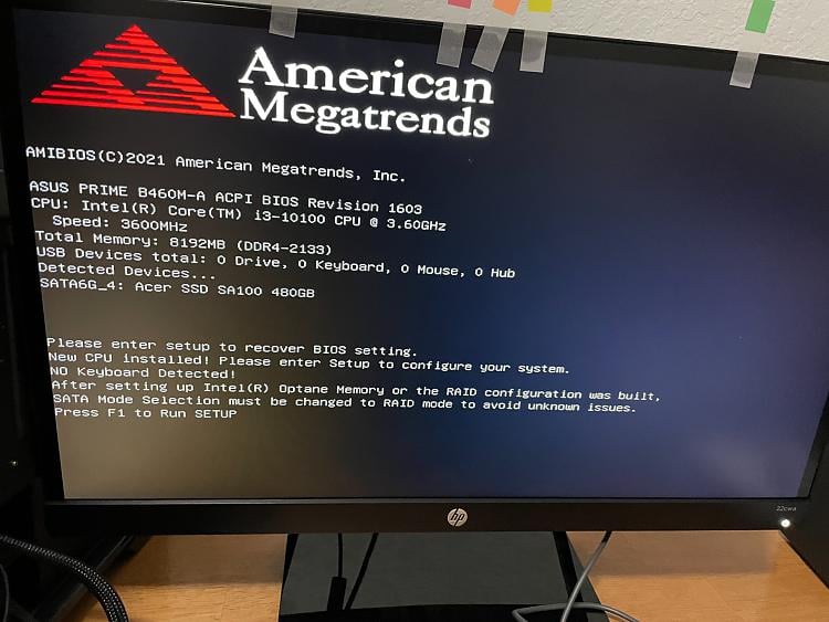 CPU Or Memory Changed Keyboard Not Working