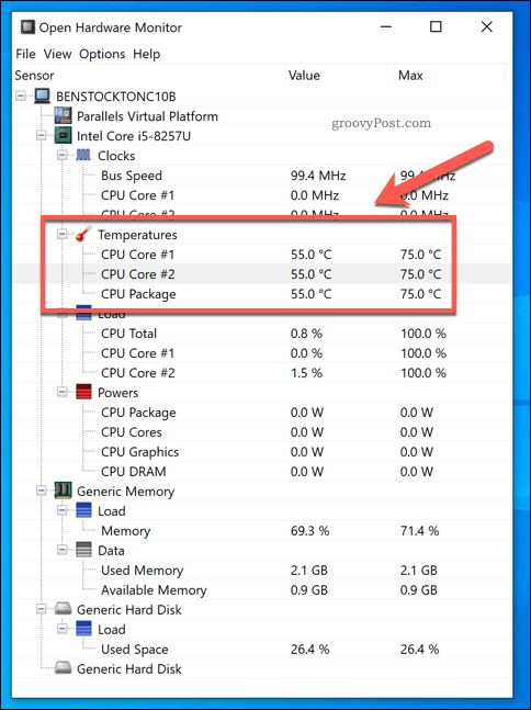 CPU Temp Overlay Windows 10
