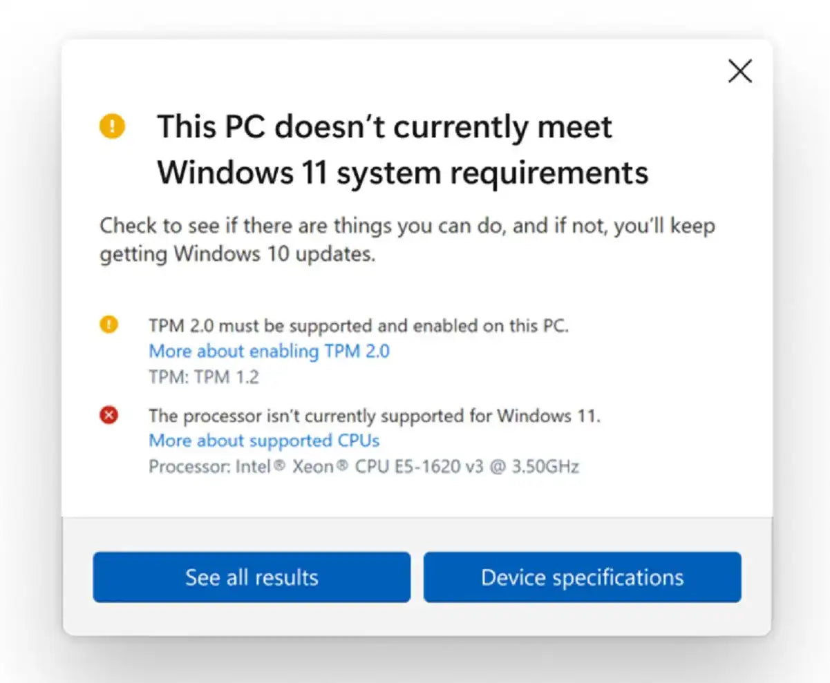 CPU Too Old For Windows 11