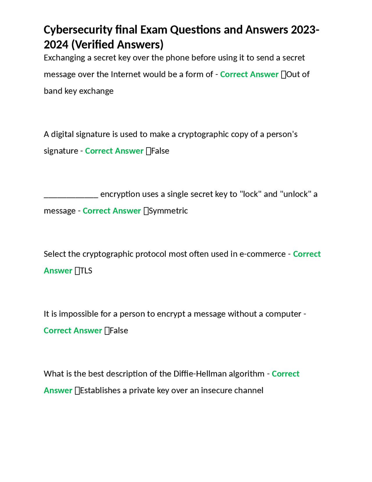 Cybersecurity Pathway Exam Answers 2023