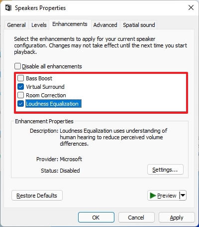 Enable Audio Enhancements Windows 11