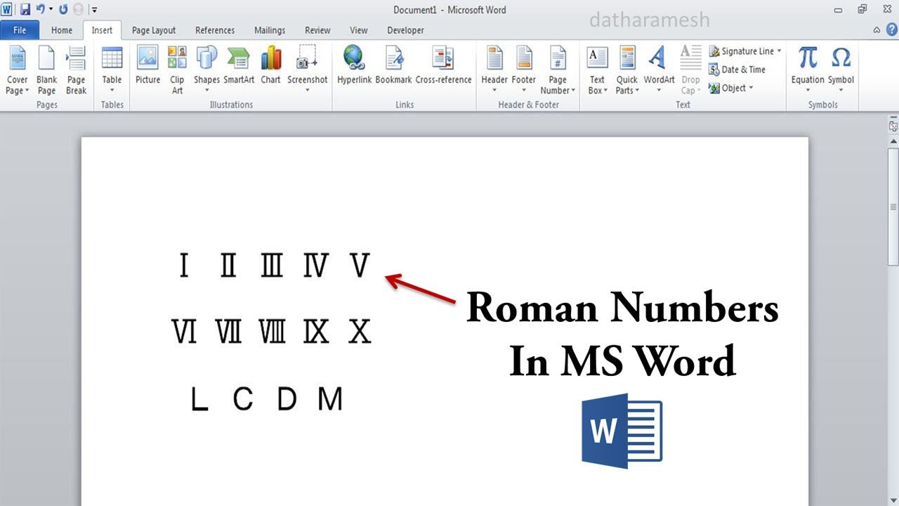 How Insert Roman Numerals Microsoft Word