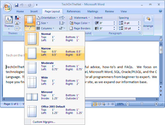 How To Change Margins In Microsoft Word 2007