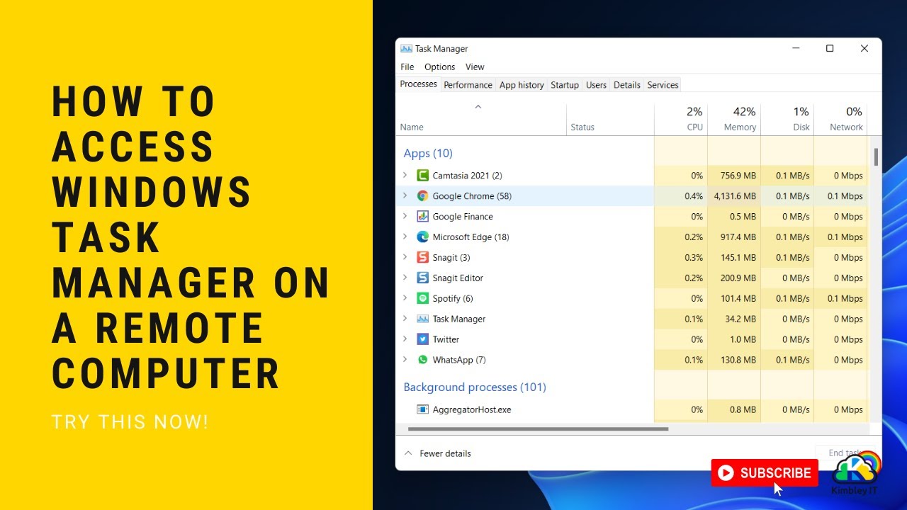 How To Connect To Task Manager On Another Computer