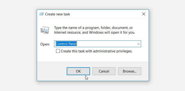 How To Get To Control Panel From Task Manager