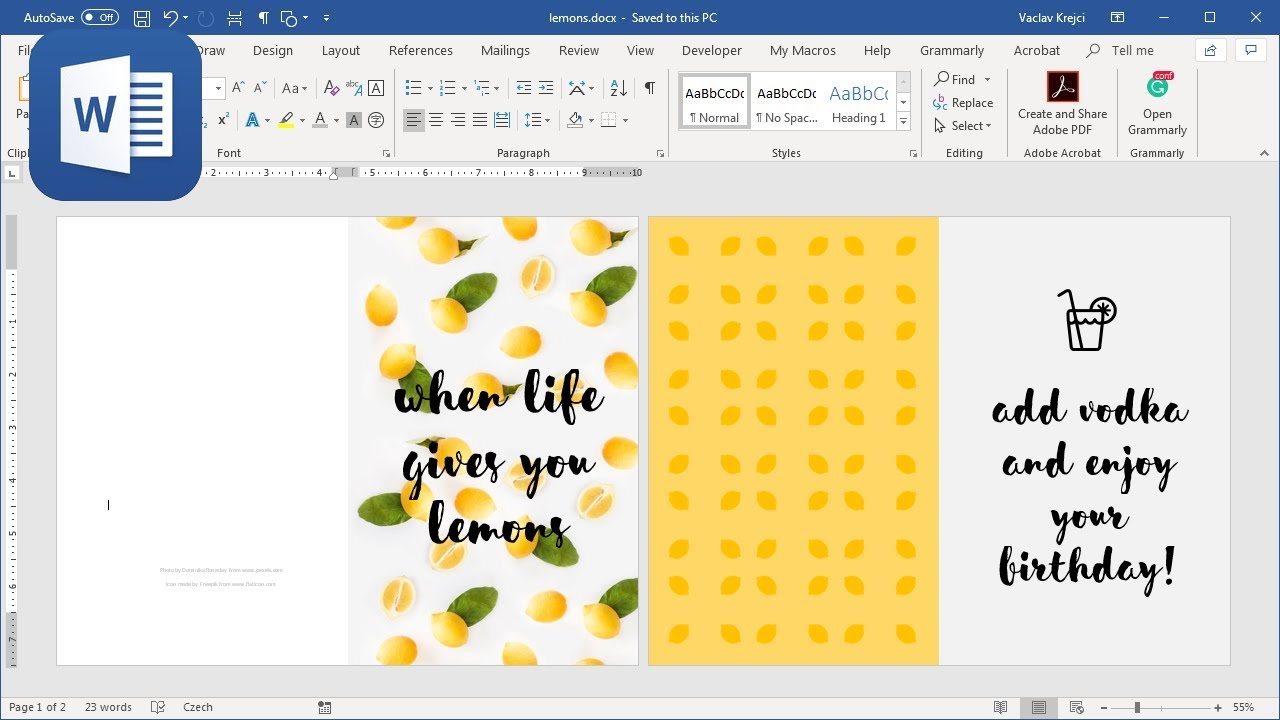How To Make A Card On Microsoft Word
