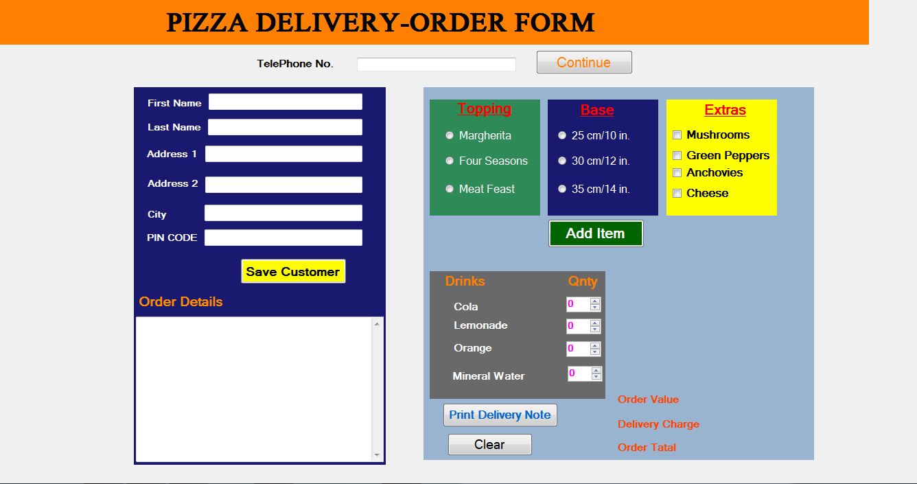 How To Make A Pizza Ordering System In Visual Basic