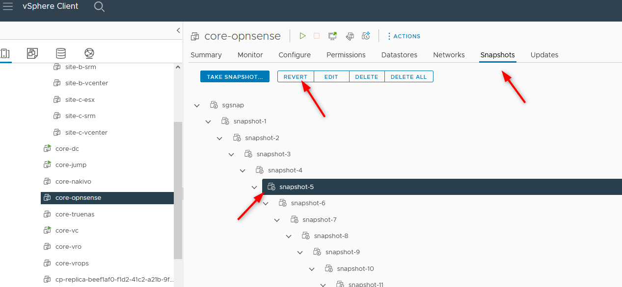 How To Restore Snapshot Vmware Esxi