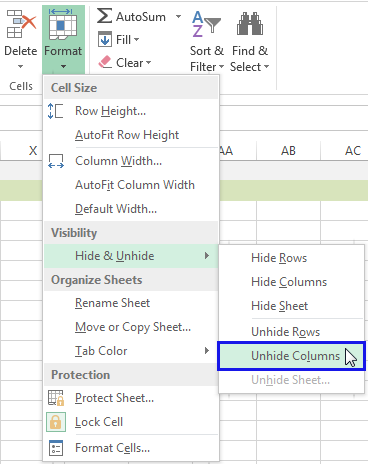 How To Unhide Columns In Microsoft Excel