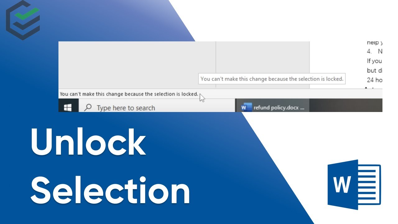 How To Unlock Selection In Microsoft Word Windows 10