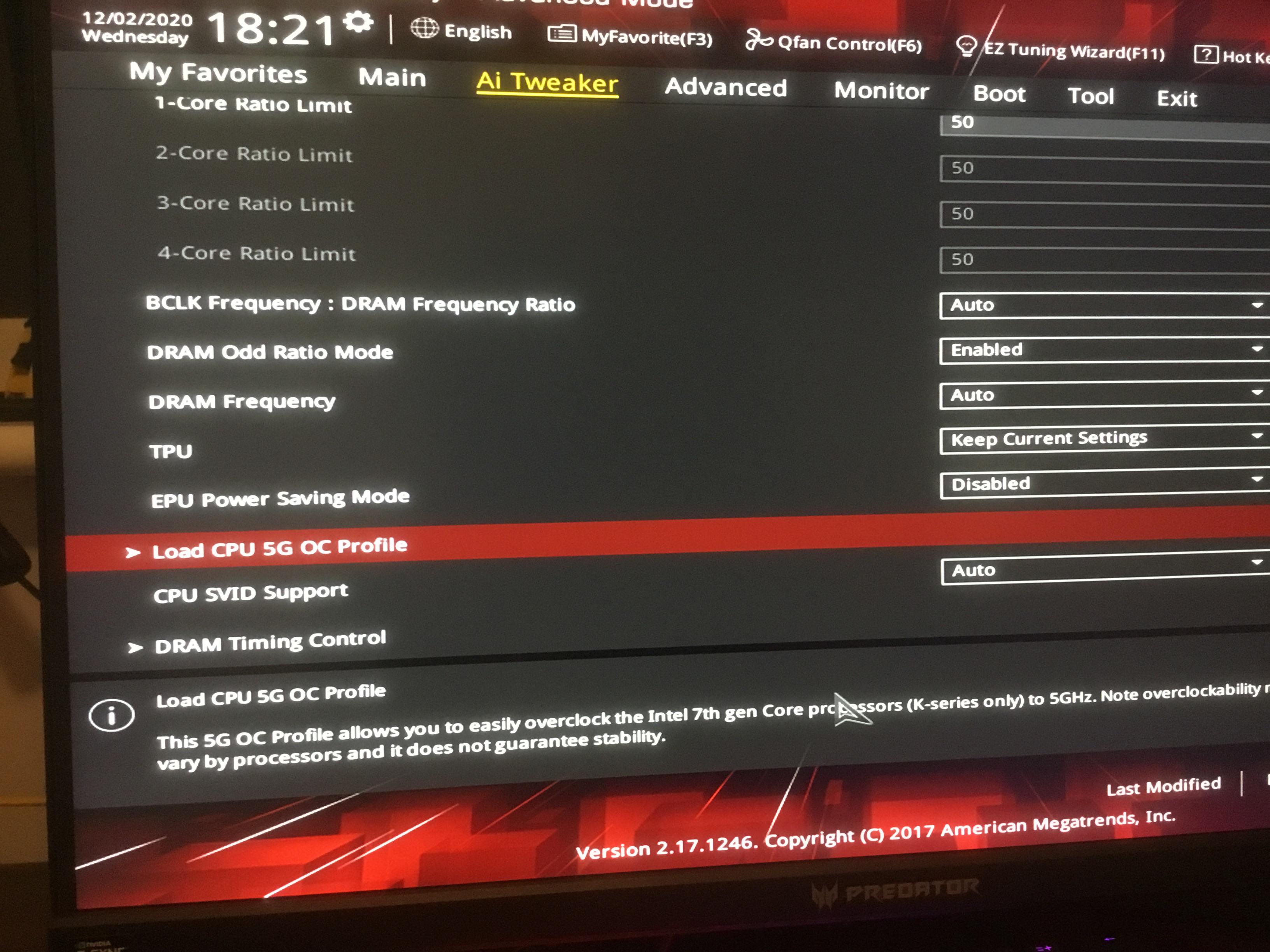 Load CPU 5G OC Profile
