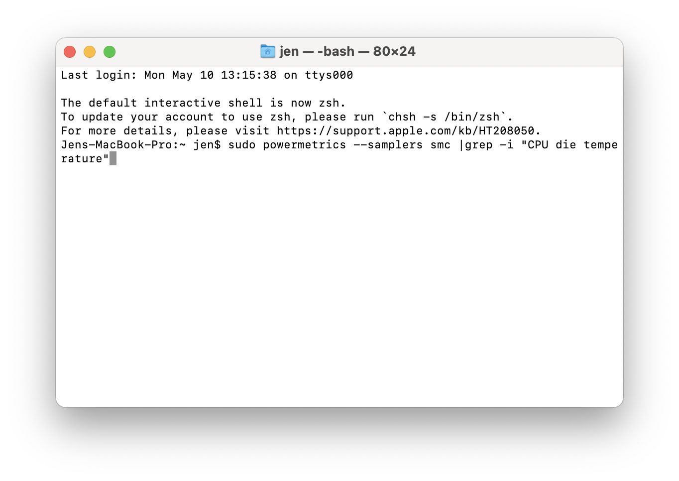 Mac Terminal Command CPU Temperature