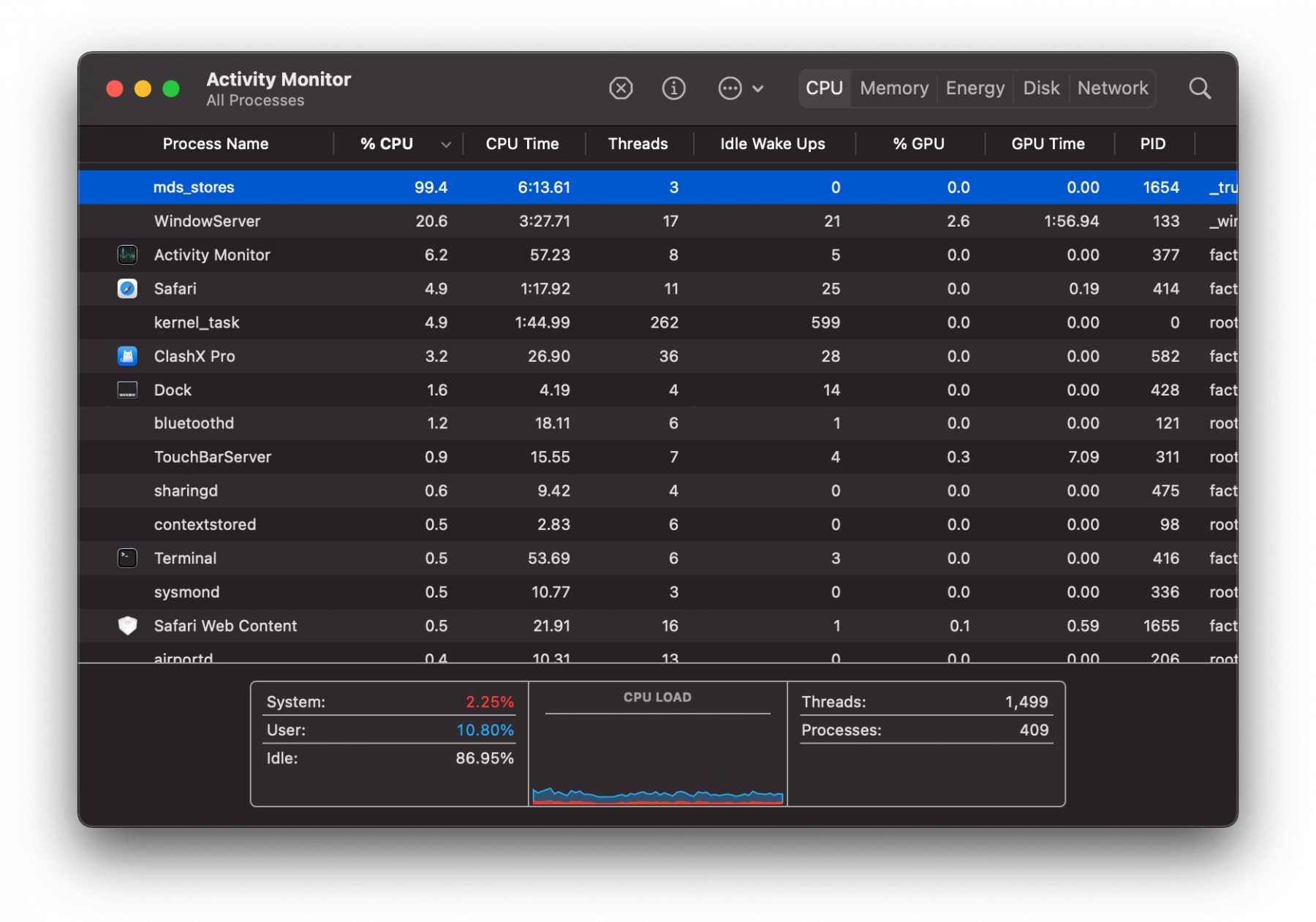 Mds_stores High CPU Usage