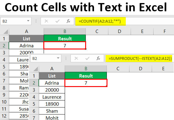 Microsoft Excel How To Count Cells With Text