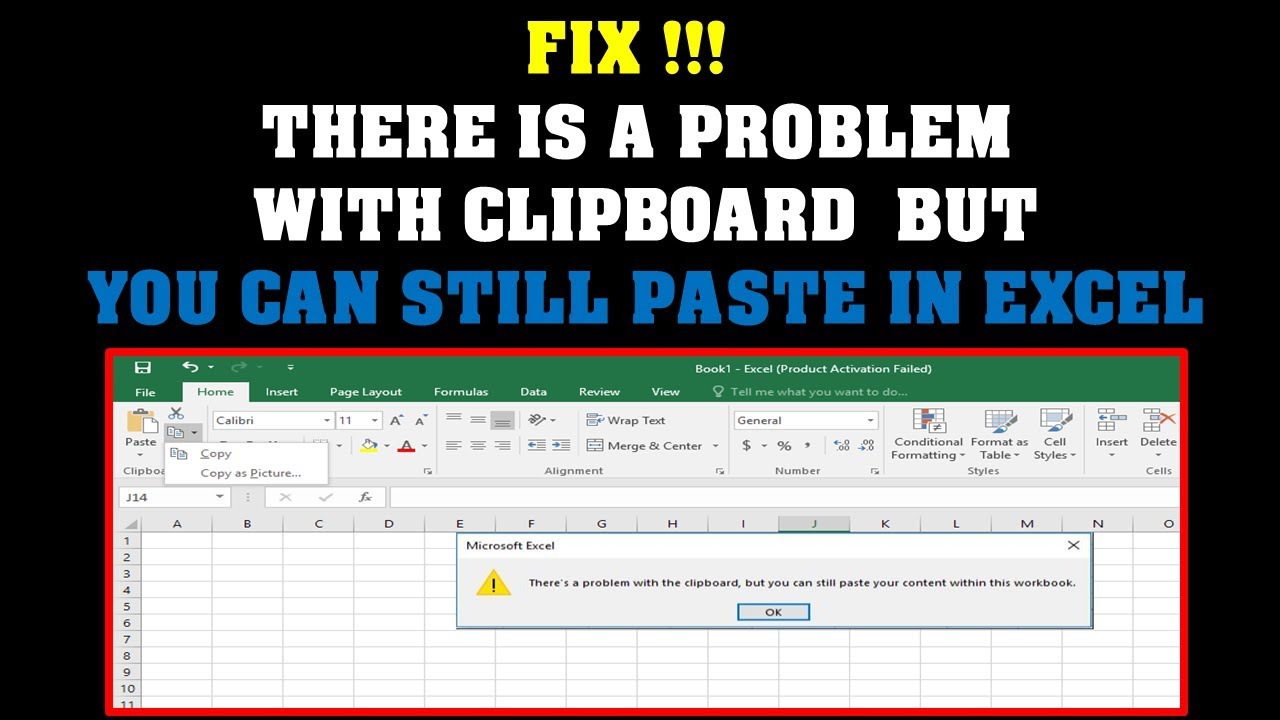 Microsoft Excel There Is A Problem With The Clipboard
