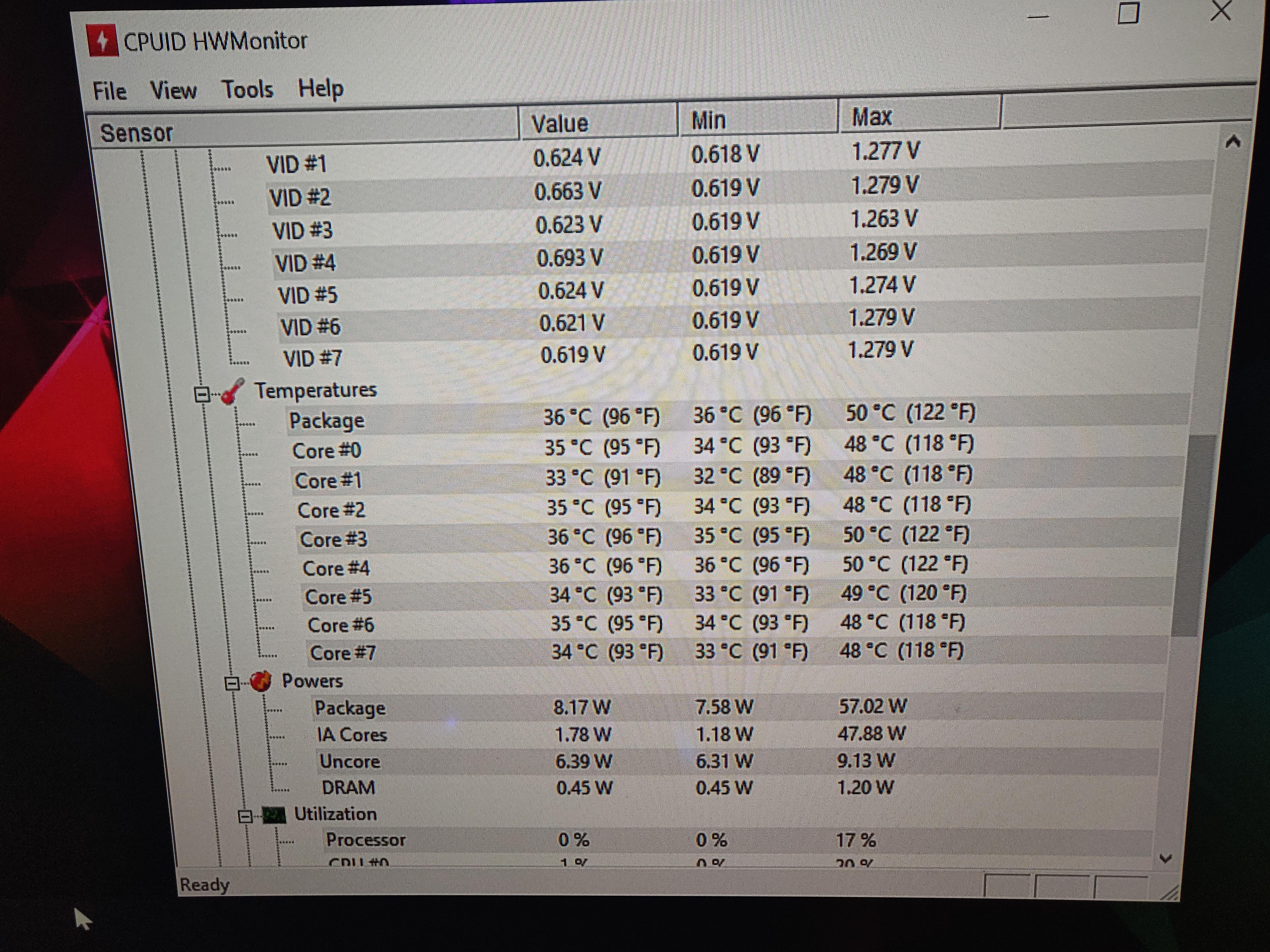 Normal Idle Temp For CPU