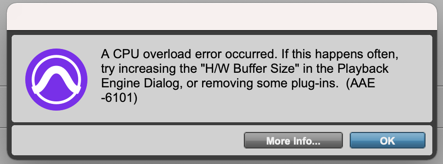 Pro Tools CPU Overload With No Plugins