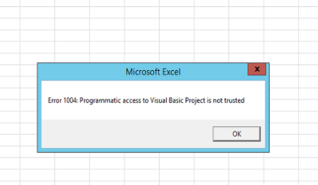 Programmatic Access To Visual Basic Project Is Not Trusted