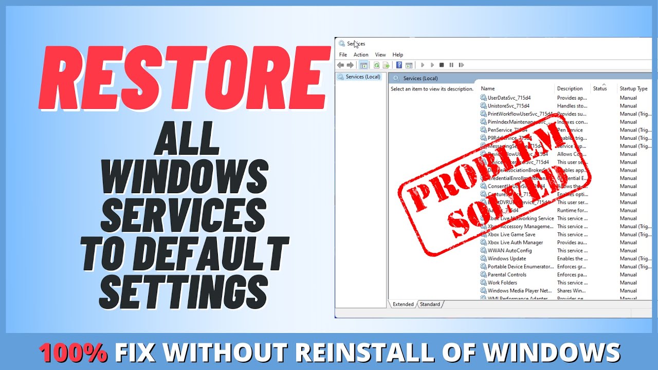 Restore Default Services Windows 11