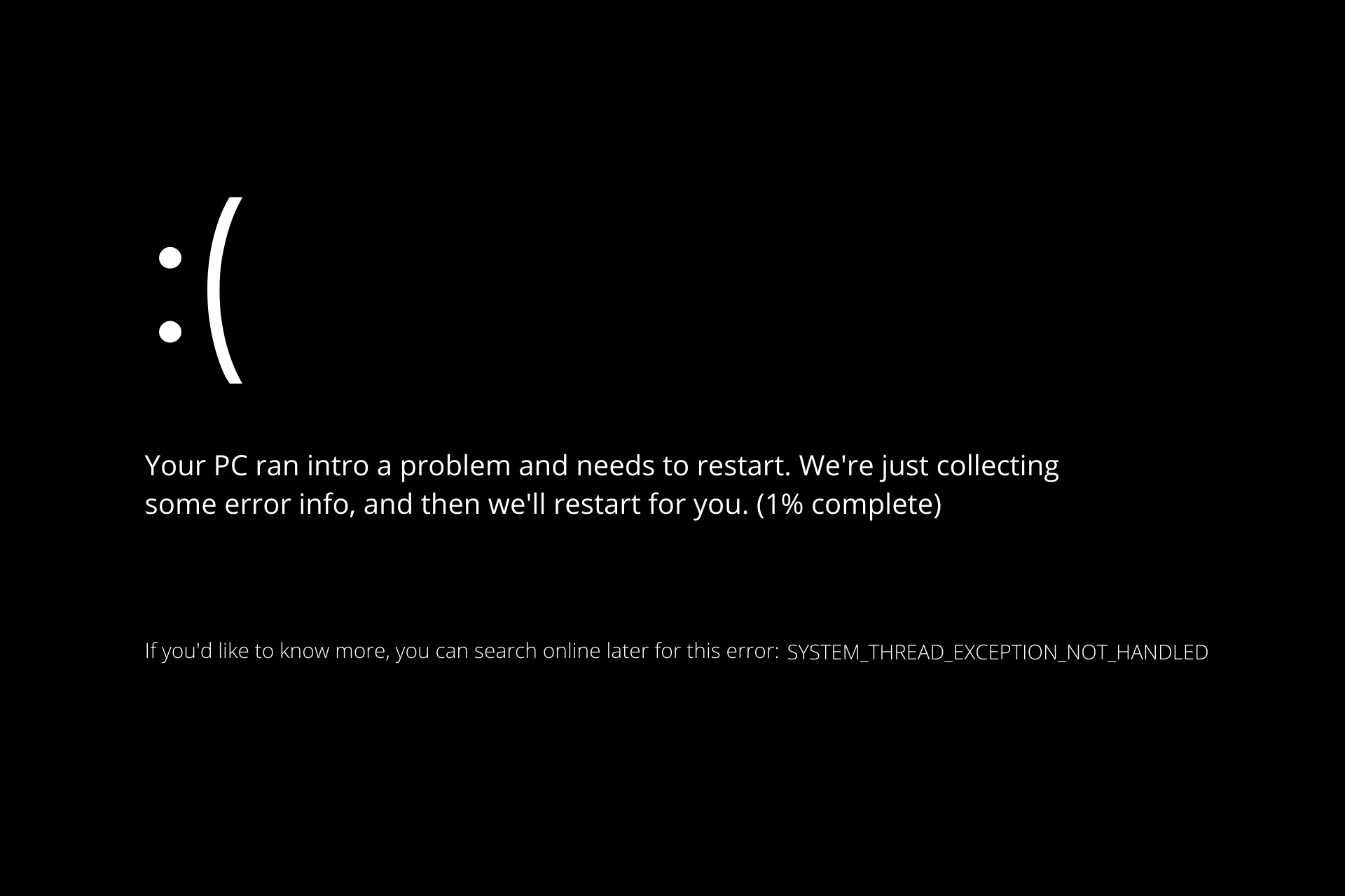 System_thread_exception_not_handled Windows 11