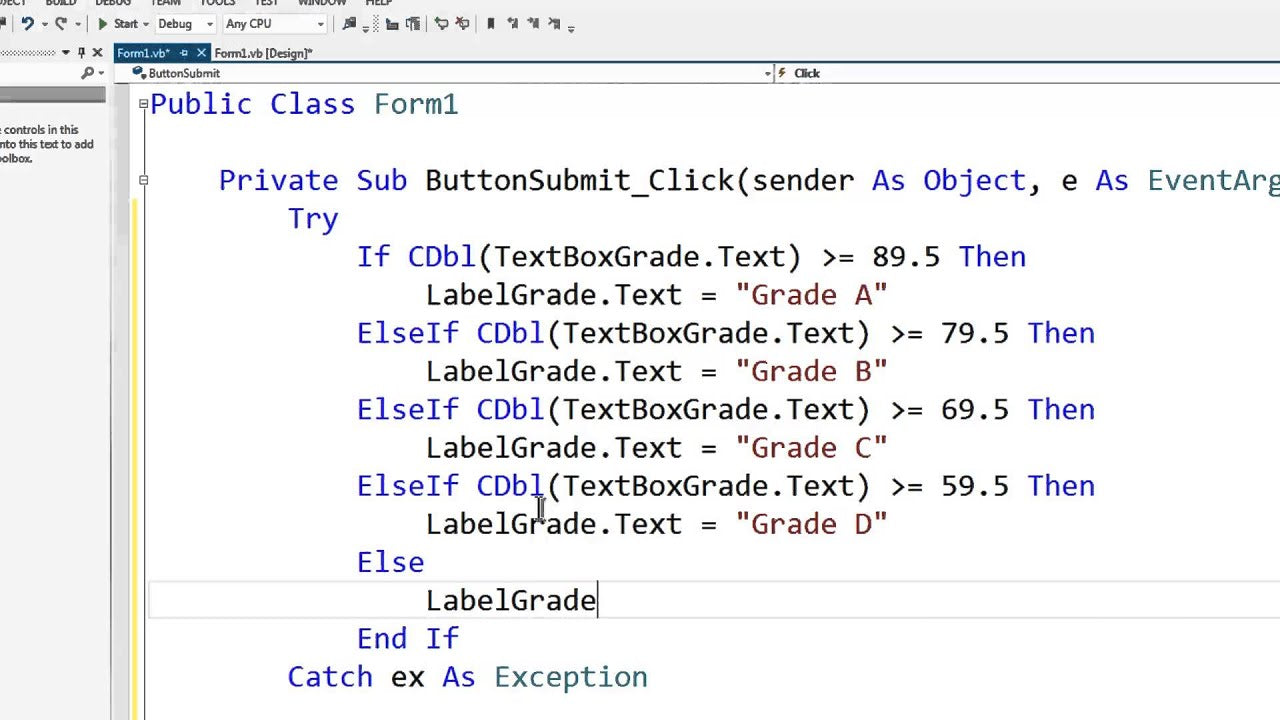 Visual Basic If Statement Syntax