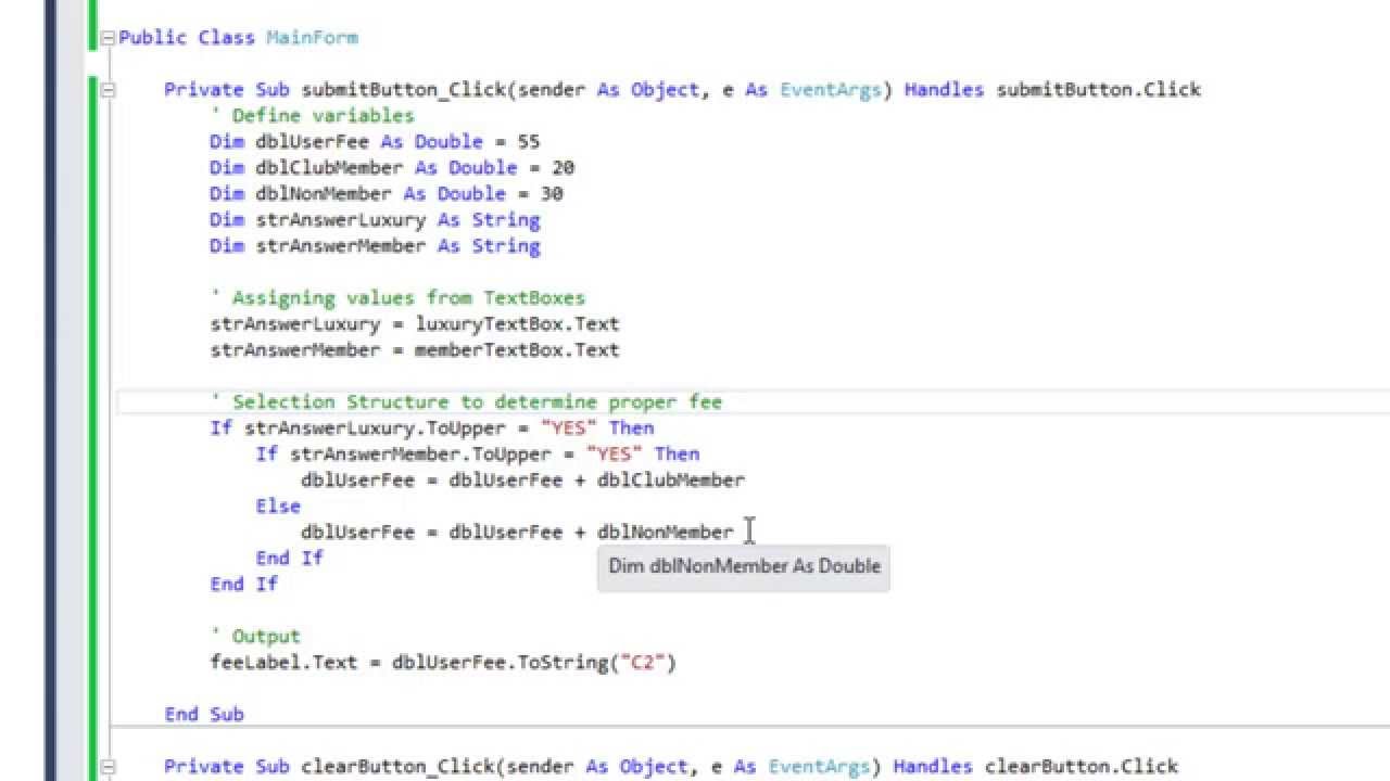 Visual Basic Nested If