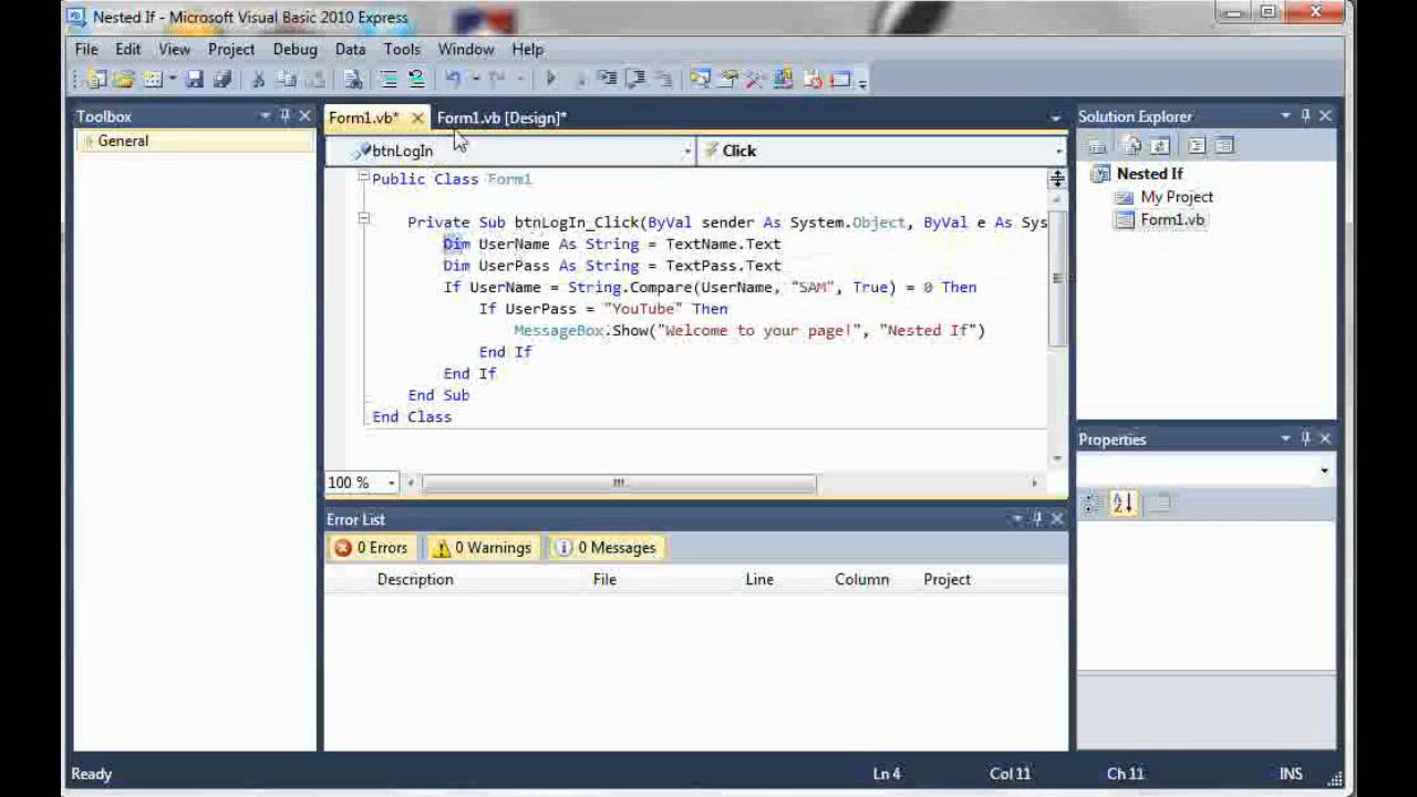 Visual Basic Nested If