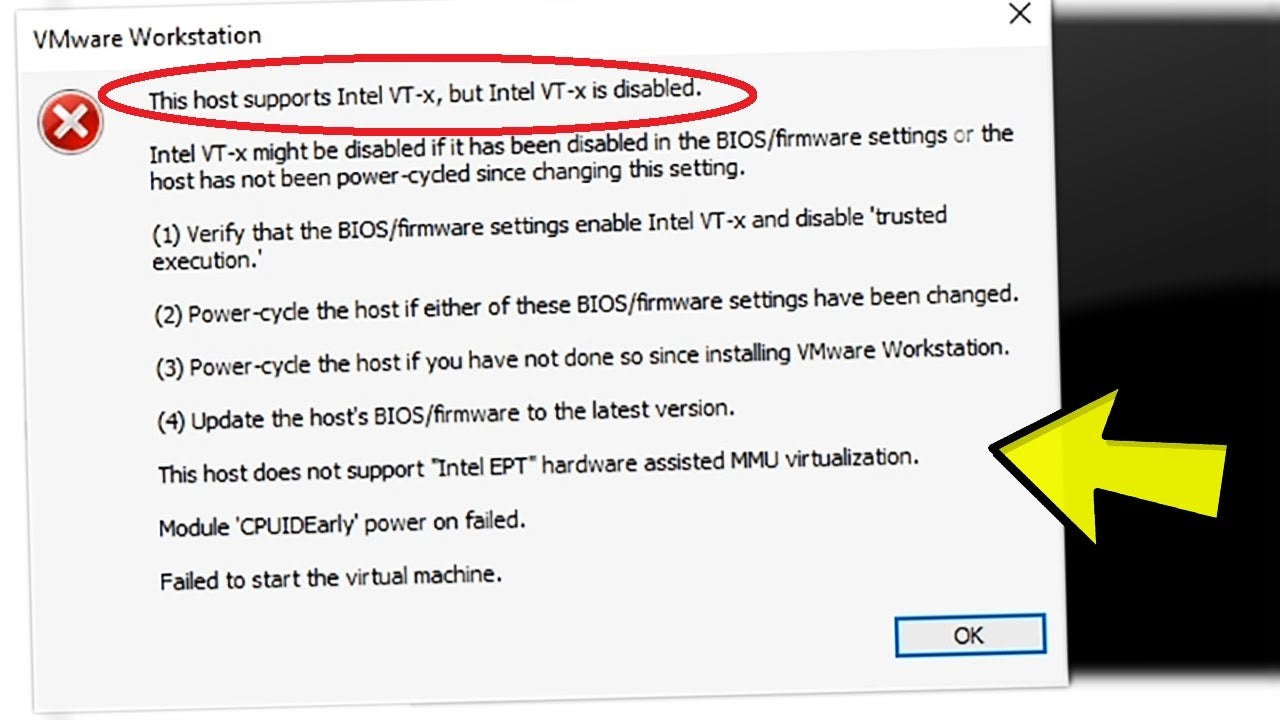 Vmware Workstation Intel VT X Is Disabled