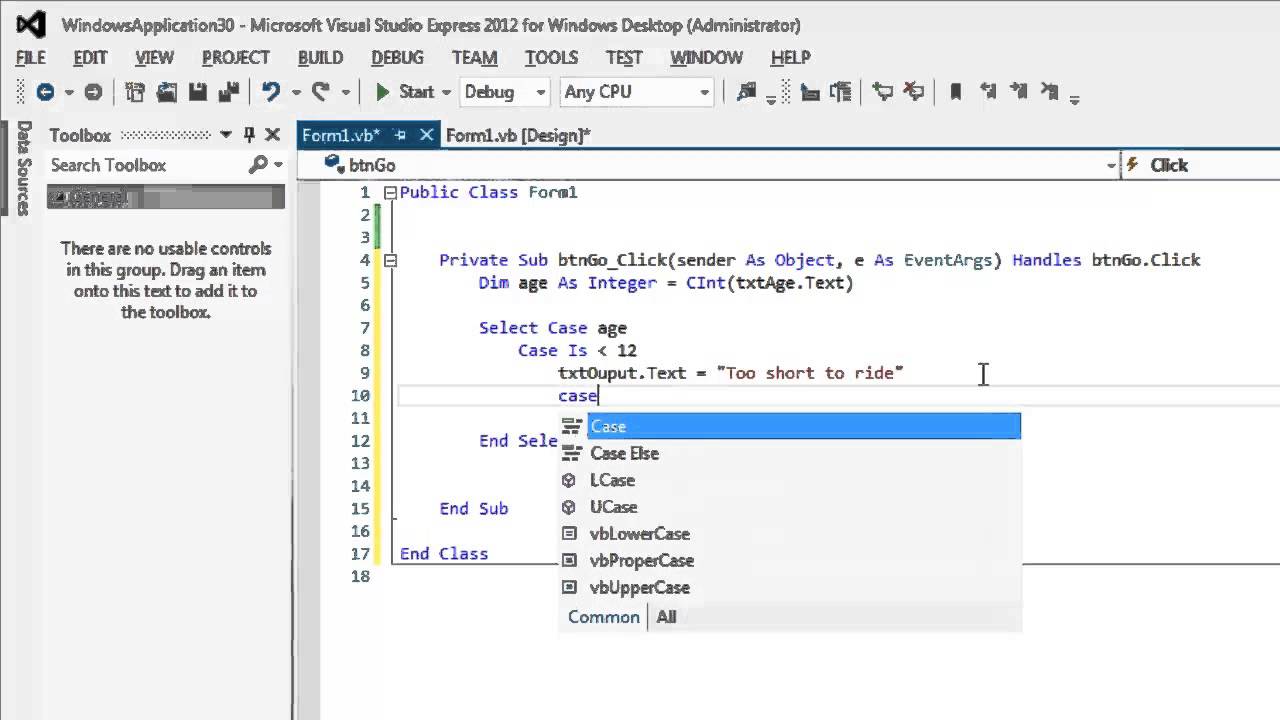 What Is Select Case Statement In Visual Basic
