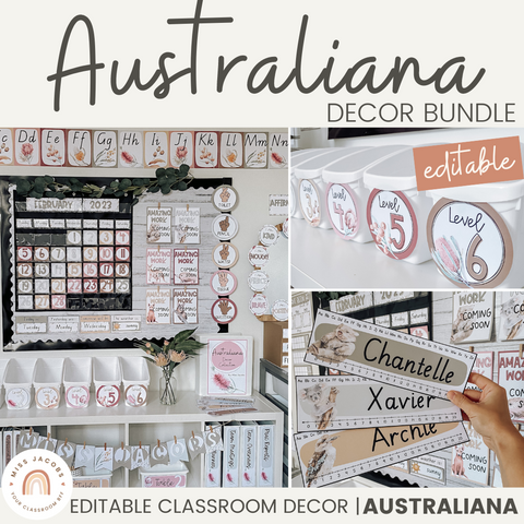 Classroom Decor Bundle | Australiana Classroom Decor | Miss Jacobs Little Learners | Editable