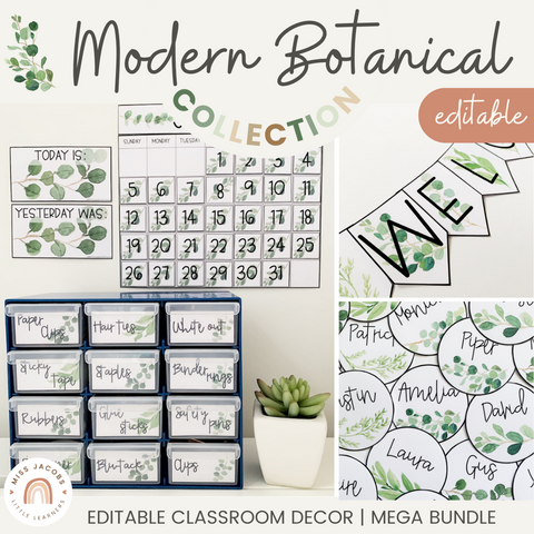 Classroom Rules Posters for Classroom Management | Botanical Theme | Modern Greenery Farmhouse Decor | Miss Jacobs Little Learners | Editable