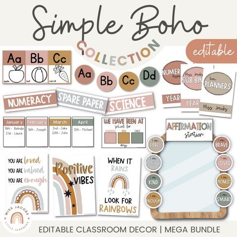 Classroom Rules Posters for Classroom Management | Simple Boho Calm Classroom Decor | Miss Jacobs Little Learners | Editable