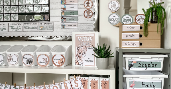 The classroom decor bundle from the Miss Jacobs Little Learners Modern Jungle collection.